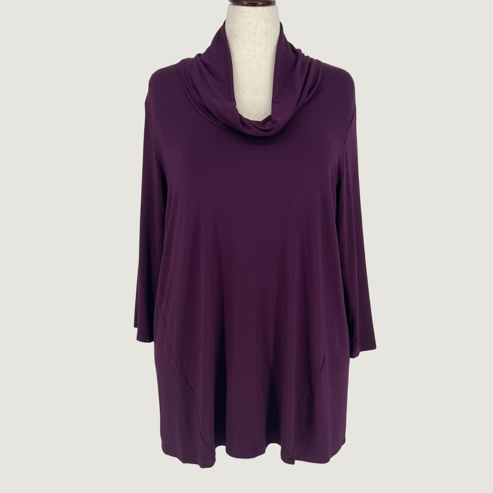 J. Jill Wearever Womens Cowl Neck Drapey Tunic Top Size XL Tall Purple Lagenlook